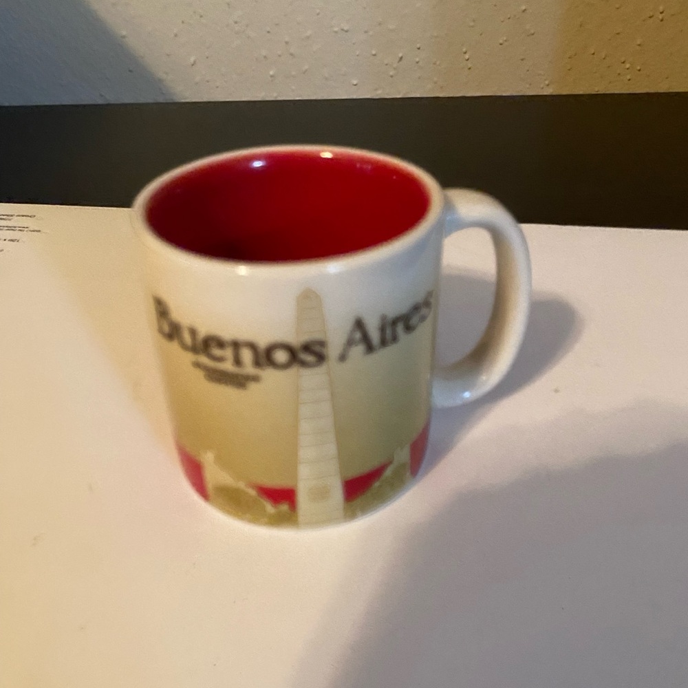 Starbucks Buenos Aires Souvenir mini Mug - Beige Exterior with Red Interior